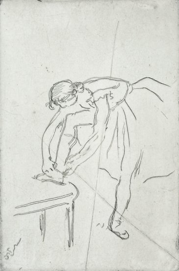 Danseuse mettant son chausson (Ballerina tying her shoes), by Edgar Degas (French 1834-1917)