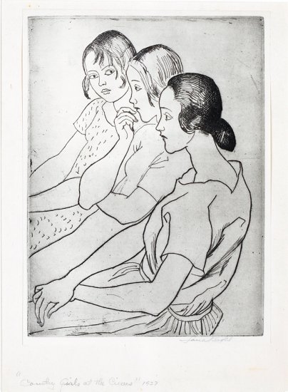 Country Girls at the Circus, from the series Circus Prints, by Dame Laura Knight (British 1877-1970)
