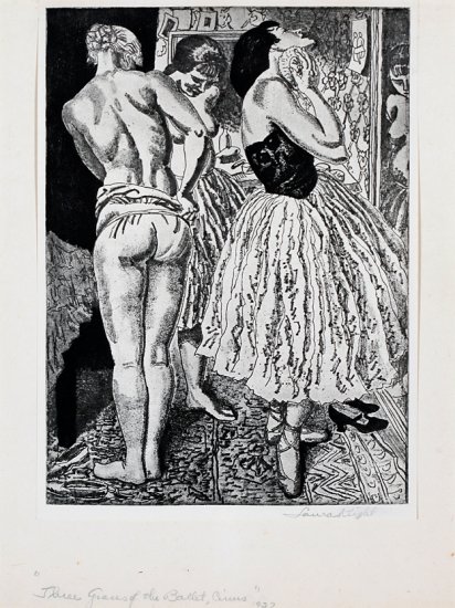 Three Graces of the Ballet, from the series Circus Prints, by Dame Laura Knight (British 1877-1970)