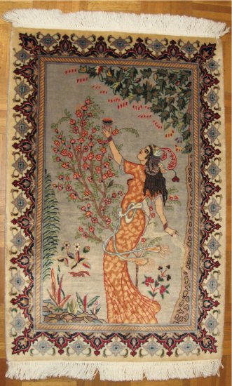 Omar Khayyam women Tabriz Persian Carpet hand made Rug