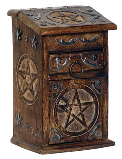 Pentacle Antique Wooden Desk Box - metaphysical