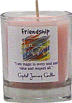 Soy Herbal Friendship Candle - Filled Votive Holder - Crystal Journeys Candles
