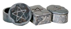Pentagram Soapstone Boxes - Set of 3