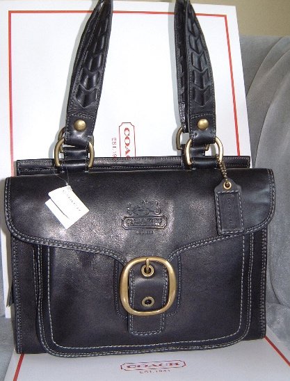 Authentic Coach Black Leather Bleecker Shopper Style #11420