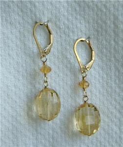 Stunning Citrine Gemstone 14KGF Dangle Earrings