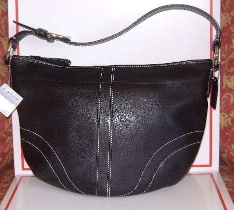 AUTHENTIC COACH SOHO BLACK LEATHER MED HOBO HANDBAG PURSE