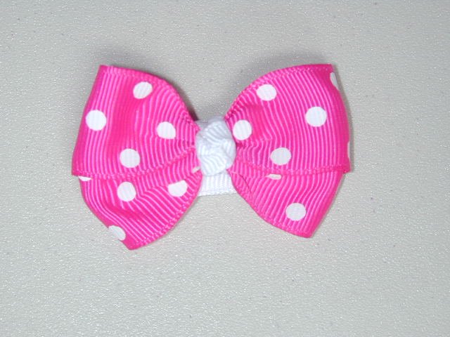 2" baby bow - shocking pink & white