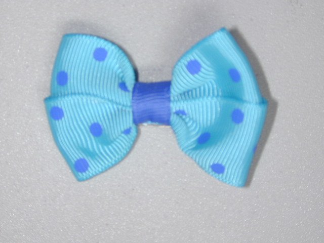 2" baby bow - blue & blue
