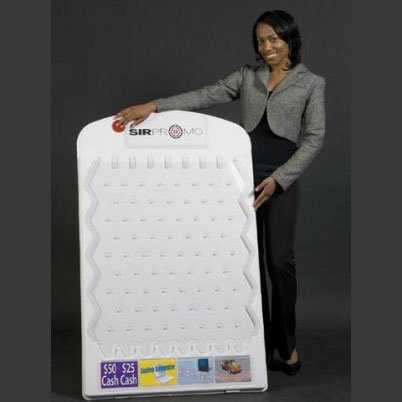 White Plinko Game with Three Pucks
