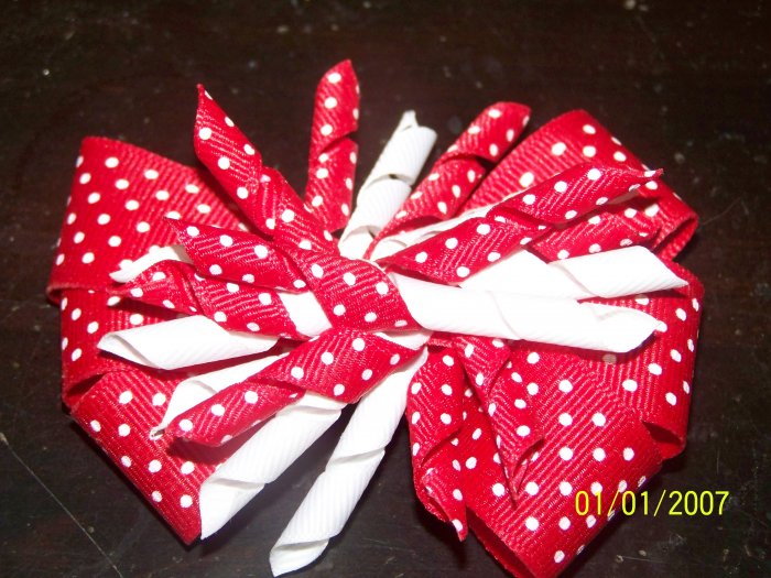 Red and White Fire Cracker Hair Bow
