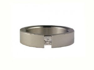 Created Diamond and Stainless Steel Princess Cut Rings