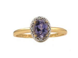 Diamond and Oval Tanzanite Yellow Gold Ring