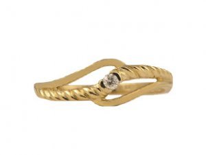 Diamond and Yellow Gold Braided Ring