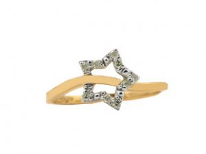 Yellow Gold and Diamond Star Ring