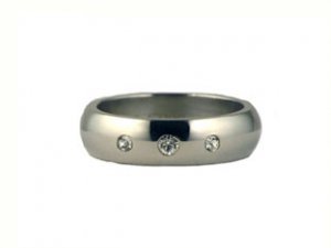 Womens Stainless Steel Created Diamond Band Ring