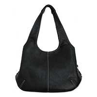 Leather shoulder bag, 'Urban Black' 131036