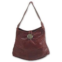Leather handbag, 'Tiger Eye' 131186