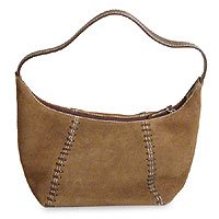 Leather handbag, 'Mocha Spice' 137621