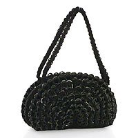 Soda pop-top handbag, 'Rustic Black Fan' 181493