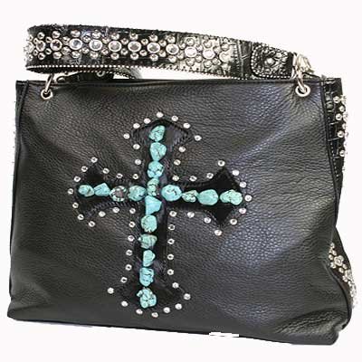 Black Turqouise Cross Purse