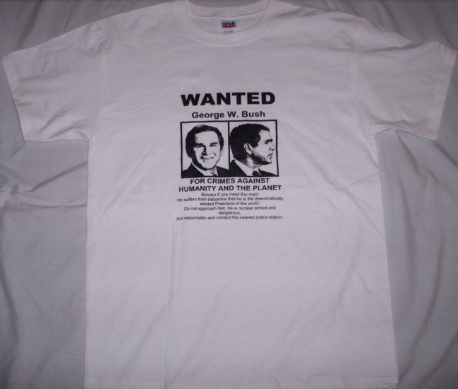 WANTED George W. Bush Adult Size Large T-Shirt