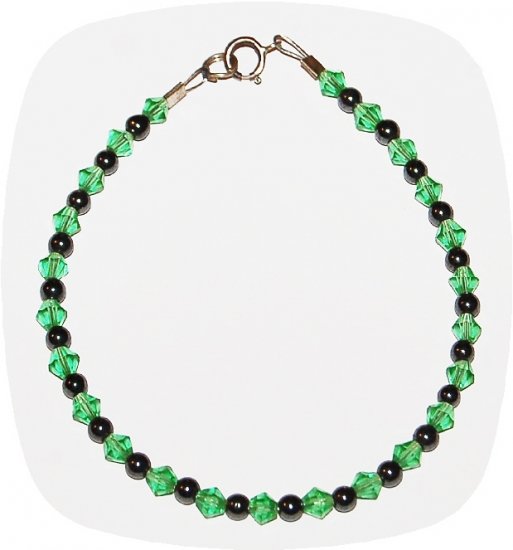 Green Crystal & Hematite Bracelet