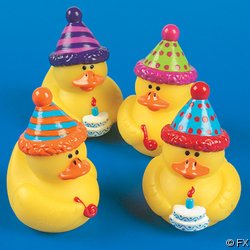Set of 4 Vinyl Happy Birthday Rubber Ducks