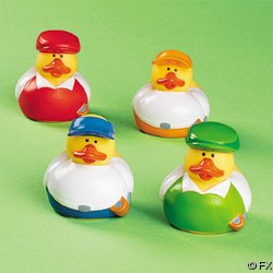 Set of 4 Vinyl Golfer Rubber Ducks