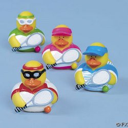 Set of 4 Vinyl Tennis Player Rubber Ducks