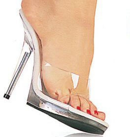 Women's Clear Stiletto Heel with Single Toe Strap.