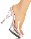 Close up-Clear heel, clear toe strap, 5" heel