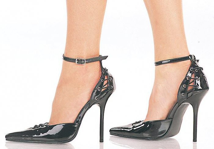 Milan Women's D'Orsay Style Pumps with Corset Details and Ankle Strap