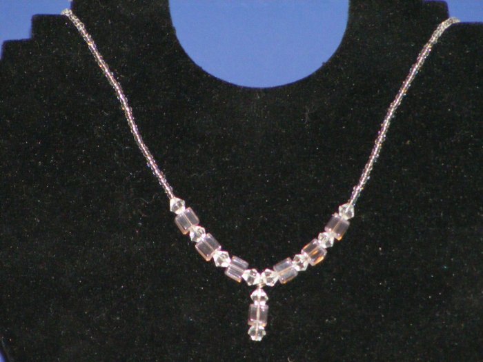 Handcrafted pink cube crystal necklace