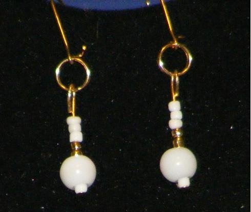 Handcrafted white and gold earrings