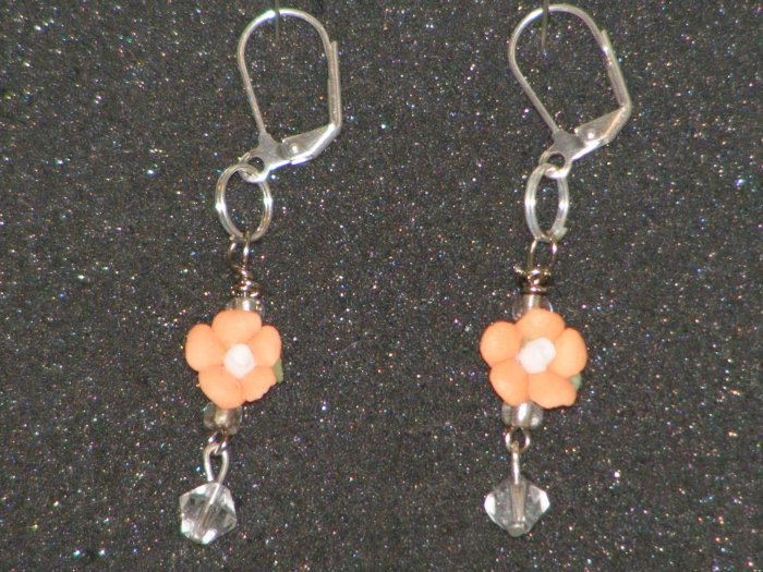 Handcrafted porcelain peach rose earrings