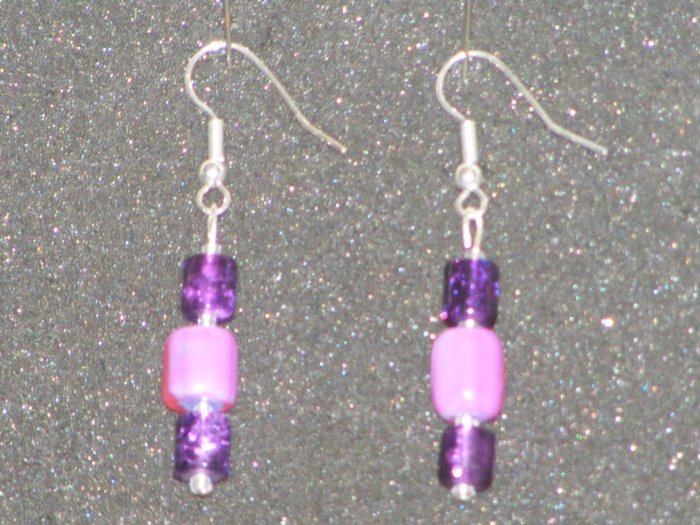 Handcrafted purple glass beaded earrings