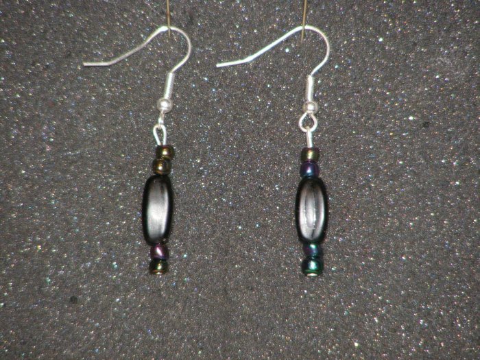 Handcrafted black beaded earrings