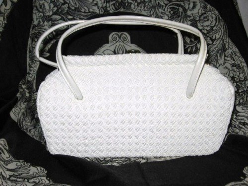 Woven Plastic White Purse