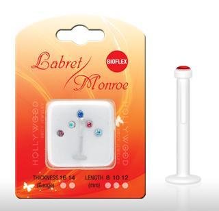 Bioflex Push-fit Monroe Labret Lip Chin Stud Ring 6 in 1 Set Labrets Monroes 16 Gauge Clear (1610)