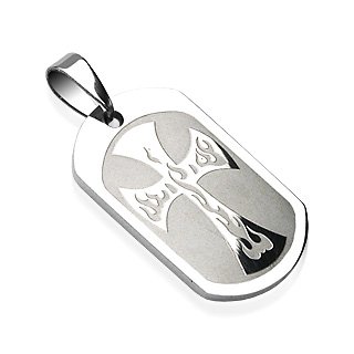Stainless Steel Flaming Cross Tribal Pendant Flame (7246)
