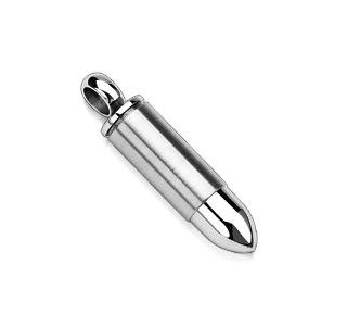 Mens Stainless Steel 3-D Bullet Pendant (7037)