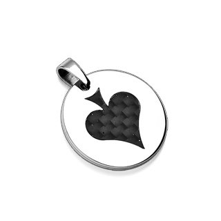 Round Stainless Steel Carbon Fiber Upside Down Spade Pendant (6688)