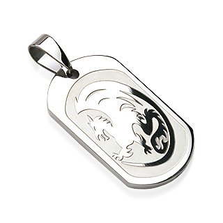 Stainless Steel Tribal Dragon Etched Pendant (7263)