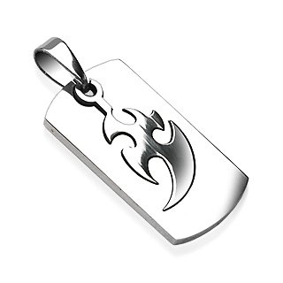Stainless Steel 2 Part Piece Tribal Thunder Design Pendant (7311)