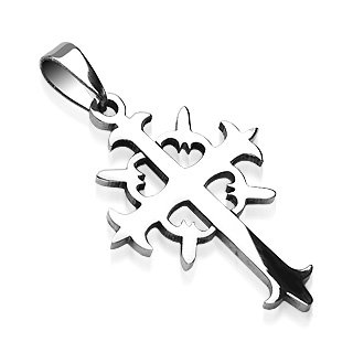 Stainless Steel Tribal Gothic Style Cross Pendant (7292)