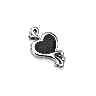 Stainless Steel Black Carbon Fiber Heart Pendant (6691)