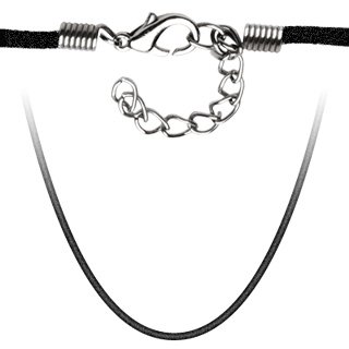 Womens Adjustable Black Velvet Necklace 17.5 Inch (7159)