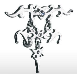 Reverse Dangle Hinged Triple Dangle Tribal Belly Button Navel Ring Bar CZ (1134)