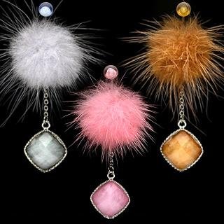 Fur Pendant Dangle Belly Button Navel Ring Bar Dark Tan 14 gauge (0222)