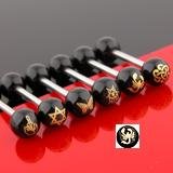 Black Anodized Barbell Tongue Ring Bar with Scorpion Inlay